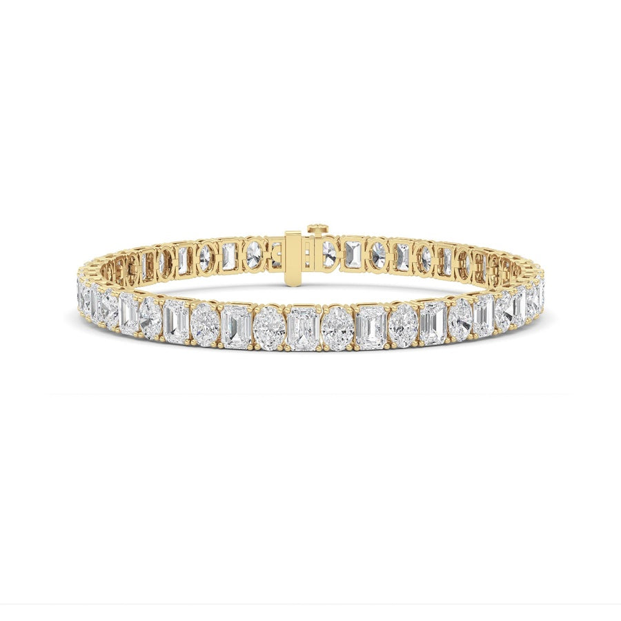 15CTW Emerald Shaped Lab Grown Diamond (F/VS) Bracelet in 14K White Gold