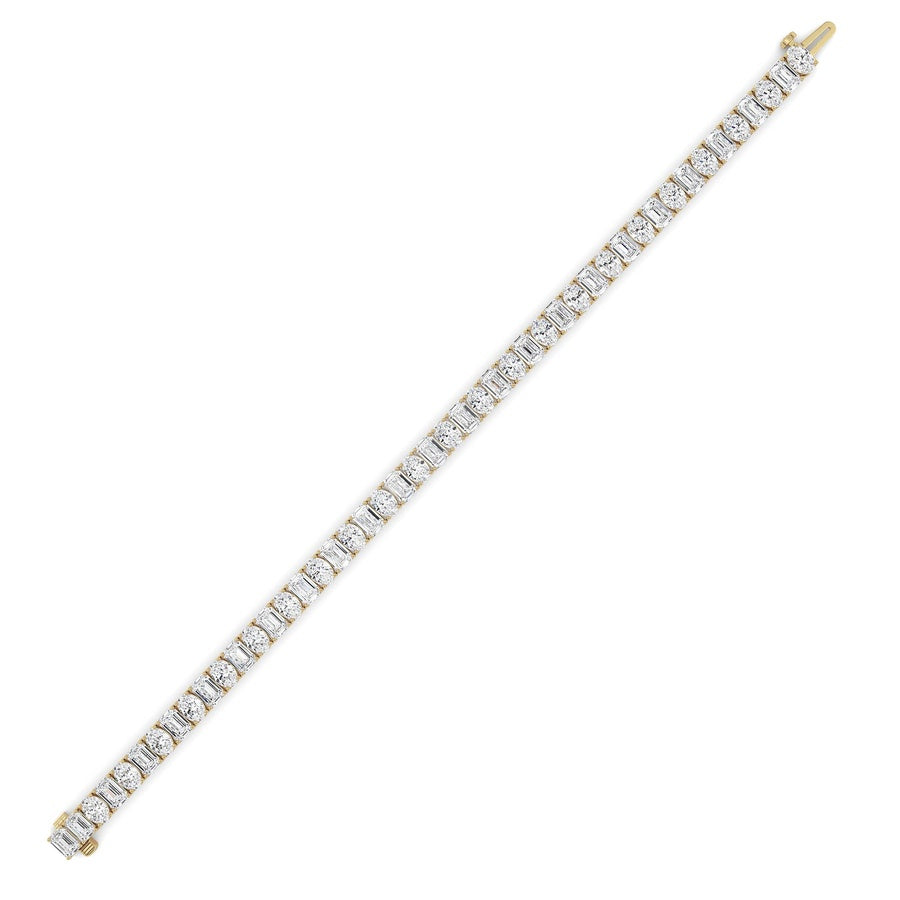 15CTW Emerald Shaped Lab Grown Diamond (F/VS) Bracelet in 14K White Gold