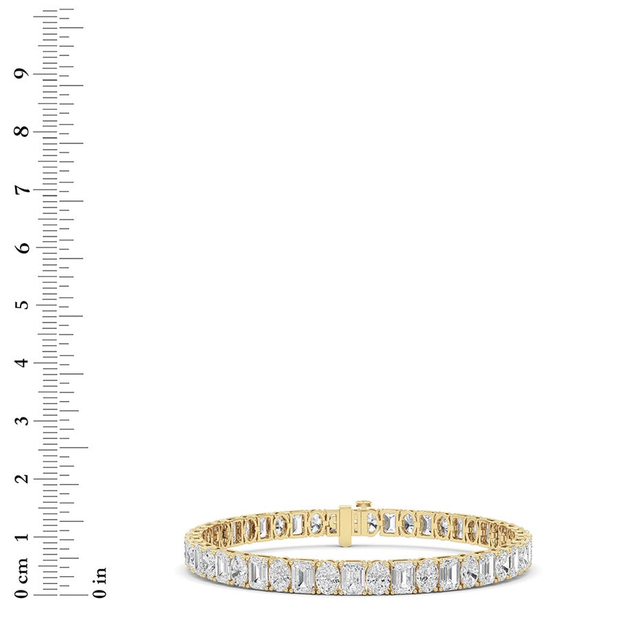 15CTW Emerald Shaped Lab Grown Diamond (F/VS) Bracelet in 14K White Gold