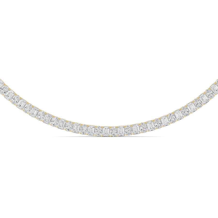 33CTW Emerald Lab Grown Diamond (F/VS ) Necklace in 14K Gold