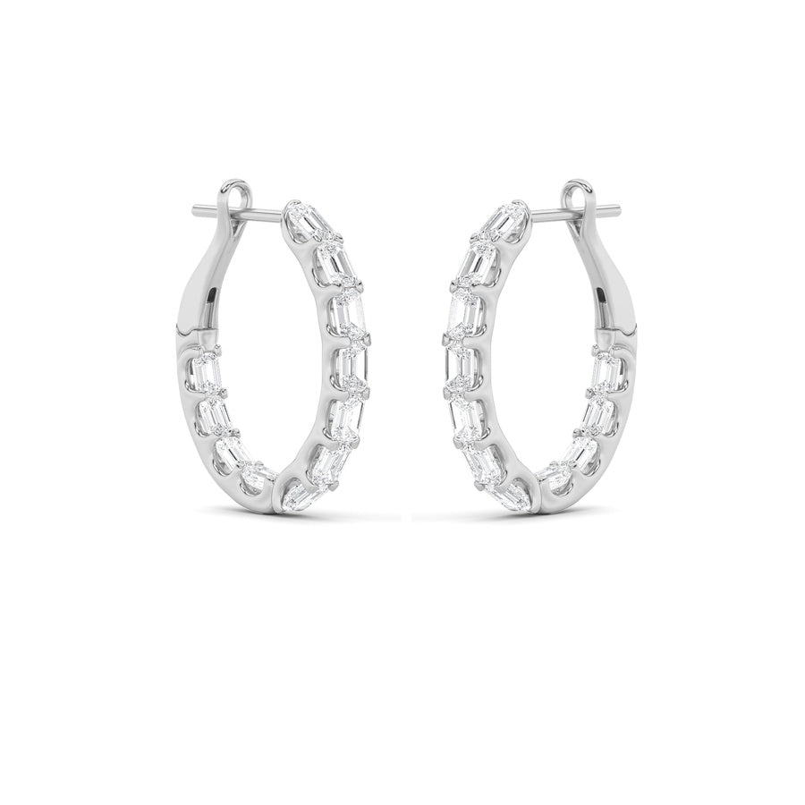4CTW Emerald Shaped Lab Grown Diamond (F/VS) Earring in 14K White Gold