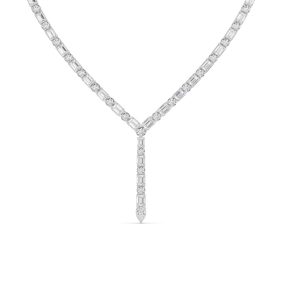 28Cttw Mix Shaped Lab Grown Diamond Necklace in 14K Gold (F/VS)