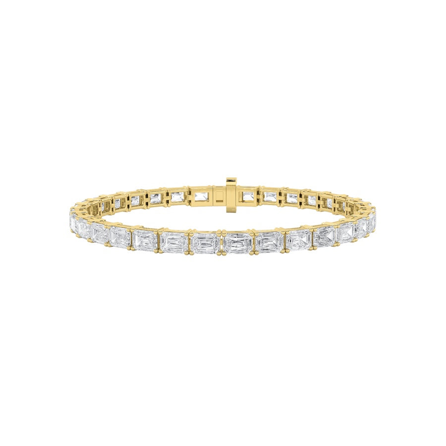 12CTW Emerald Shaped Lab Grown Diamond (F/VS) Tennis Bracelet in 14K Gold