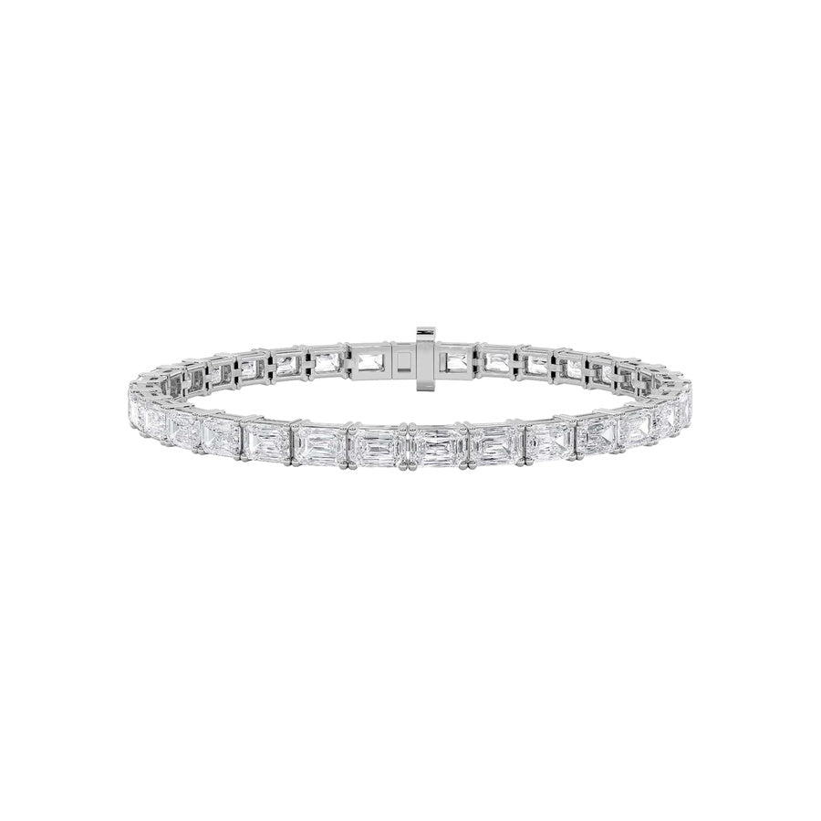 13CTW Emerald Shaped Lab Grown Diamond (F/VS) Classic Line Bracelet in 14K Gold