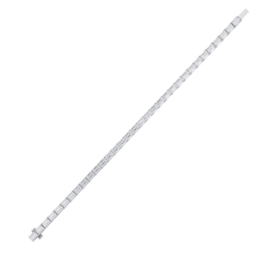13CTW Emerald Shaped Lab Grown Diamond (F/VS) Classic Line Bracelet in 14K Gold