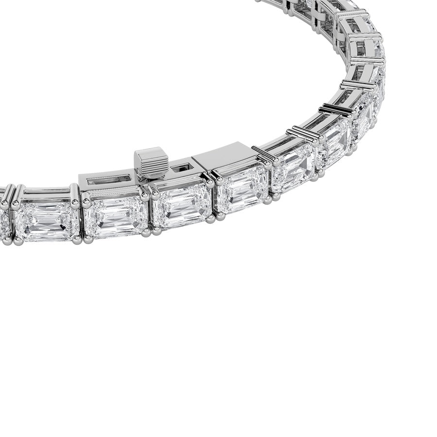 13CTW Emerald Shaped Lab Grown Diamond (F/VS) Classic Line Bracelet in 14K Gold
