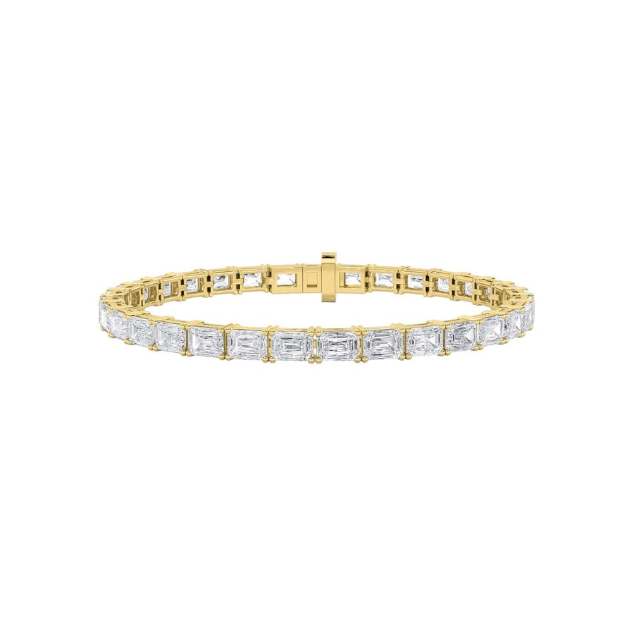 13CTW Emerald Shaped Lab Grown Diamond (F/VS) Classic Line Bracelet in 14K Gold