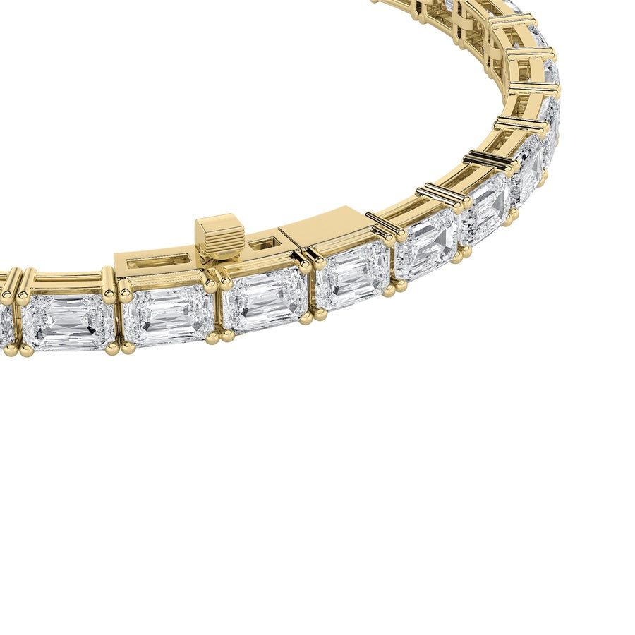 13CTW Emerald Shaped Lab Grown Diamond (F/VS) Classic Line Bracelet in 14K Gold