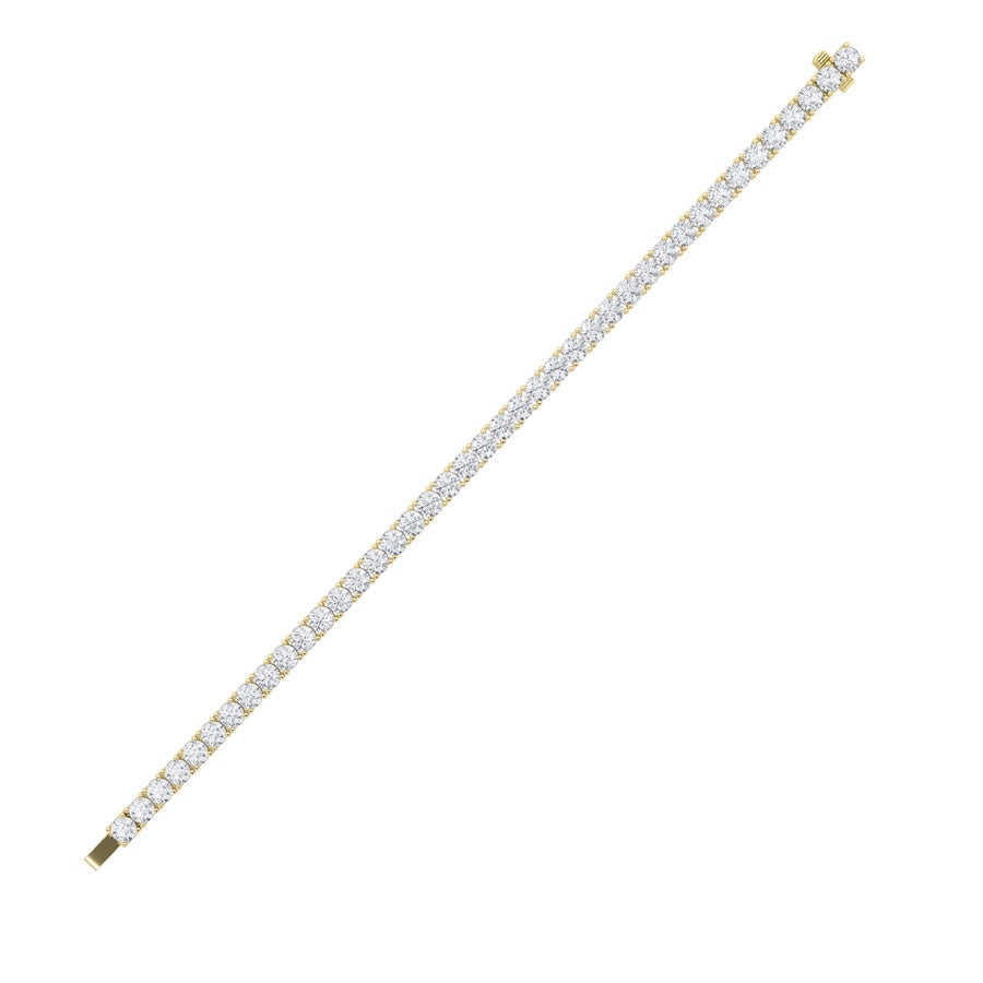 10CTW Round Shaped Lab Grown Diamond (F/VS) Tennis Bracelet in 14K Gold