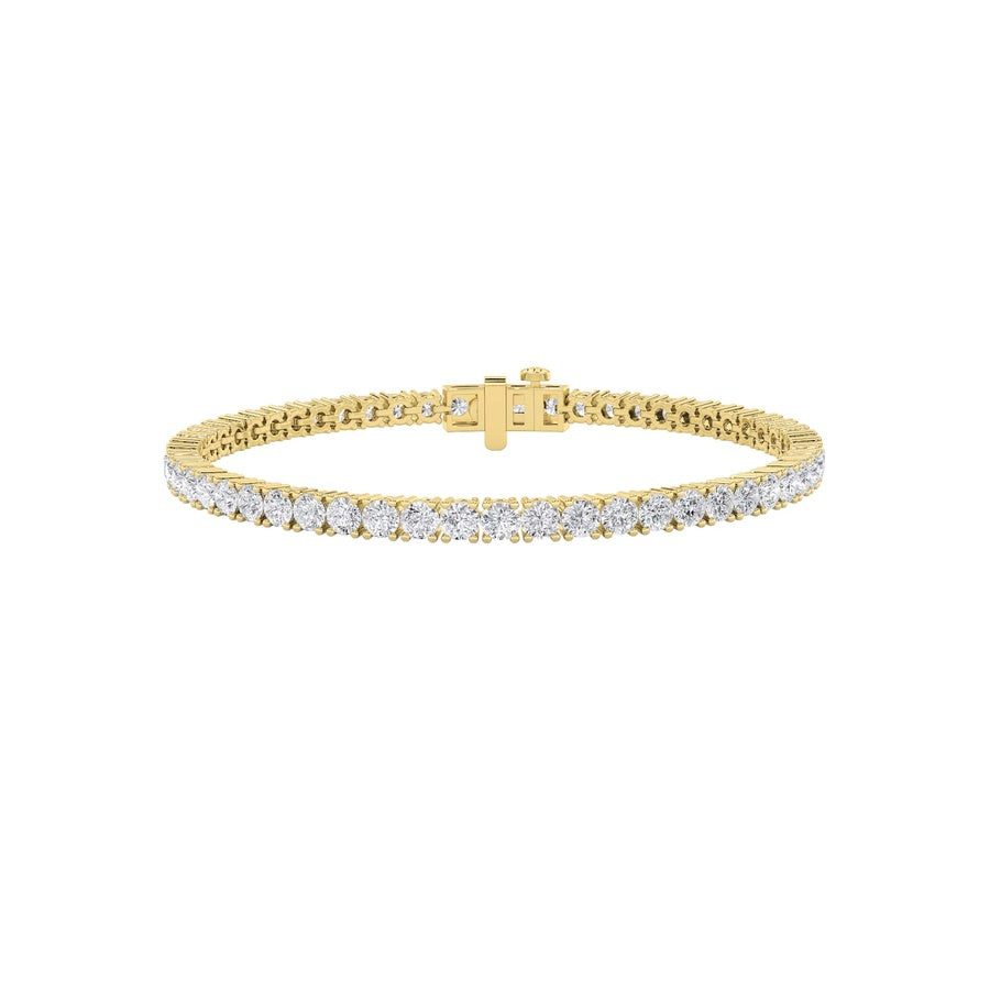 7CTW Round Shaped Lab Grown Diamond (F/VS) Tennis Bracelet in 14K Gold