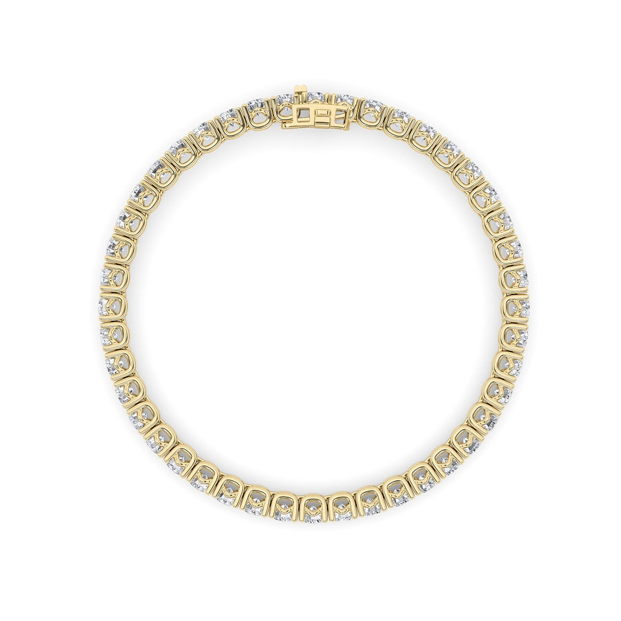 10CTW Round Shaped Lab Grown Diamond (F/VS) Tennis Bracelet in 14K Gold