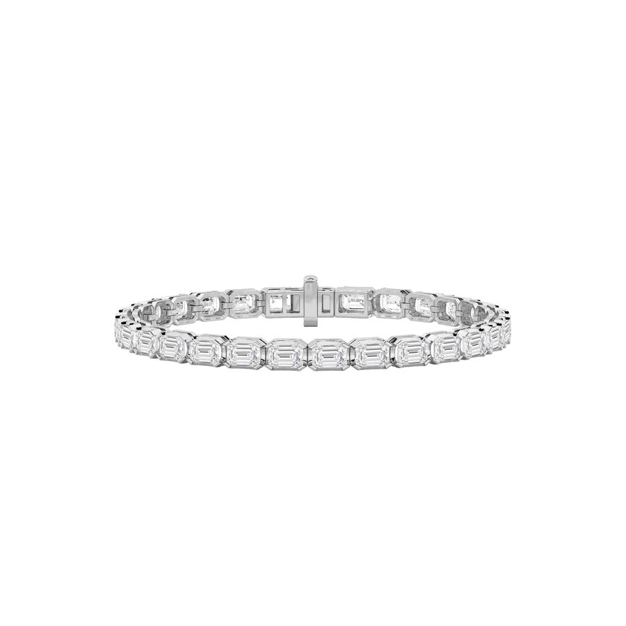 12CTW Emerald Shaped Lab Grown Diamond (F/VS) Tennis Bracelet in 14K Gold
