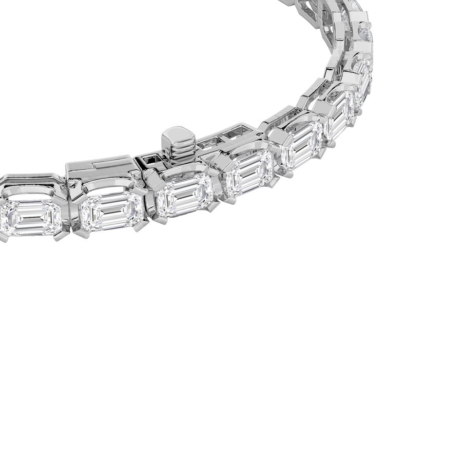 12CTW Emerald Shaped Lab Grown Diamond (F/VS) Tennis Bracelet in 14K Gold
