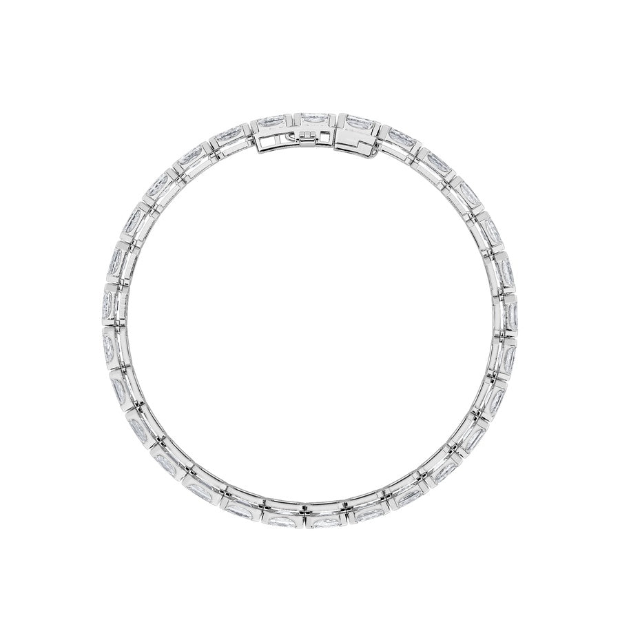 12CTW Emerald Shaped Lab Grown Diamond (F/VS) Tennis Bracelet in 14K Gold