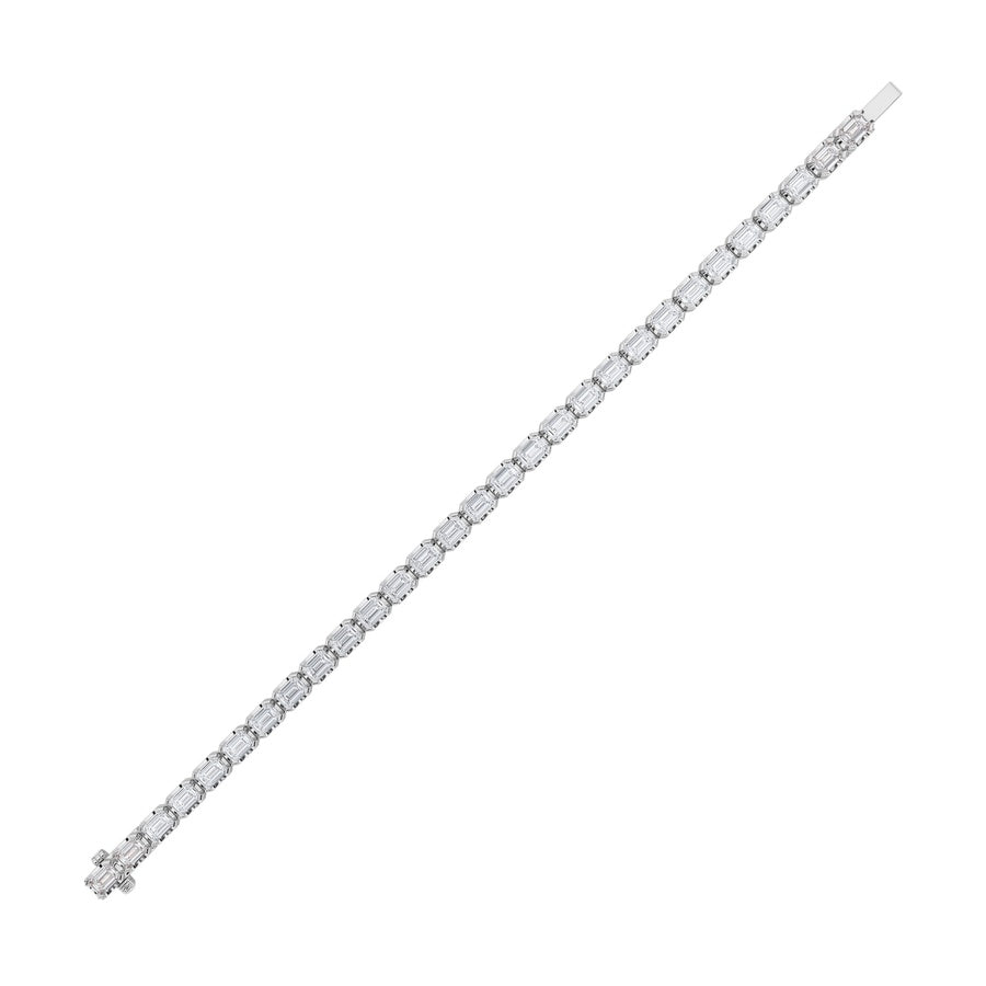 12CTW Emerald Shaped Lab Grown Diamond (F/VS) Tennis Bracelet in 14K Gold