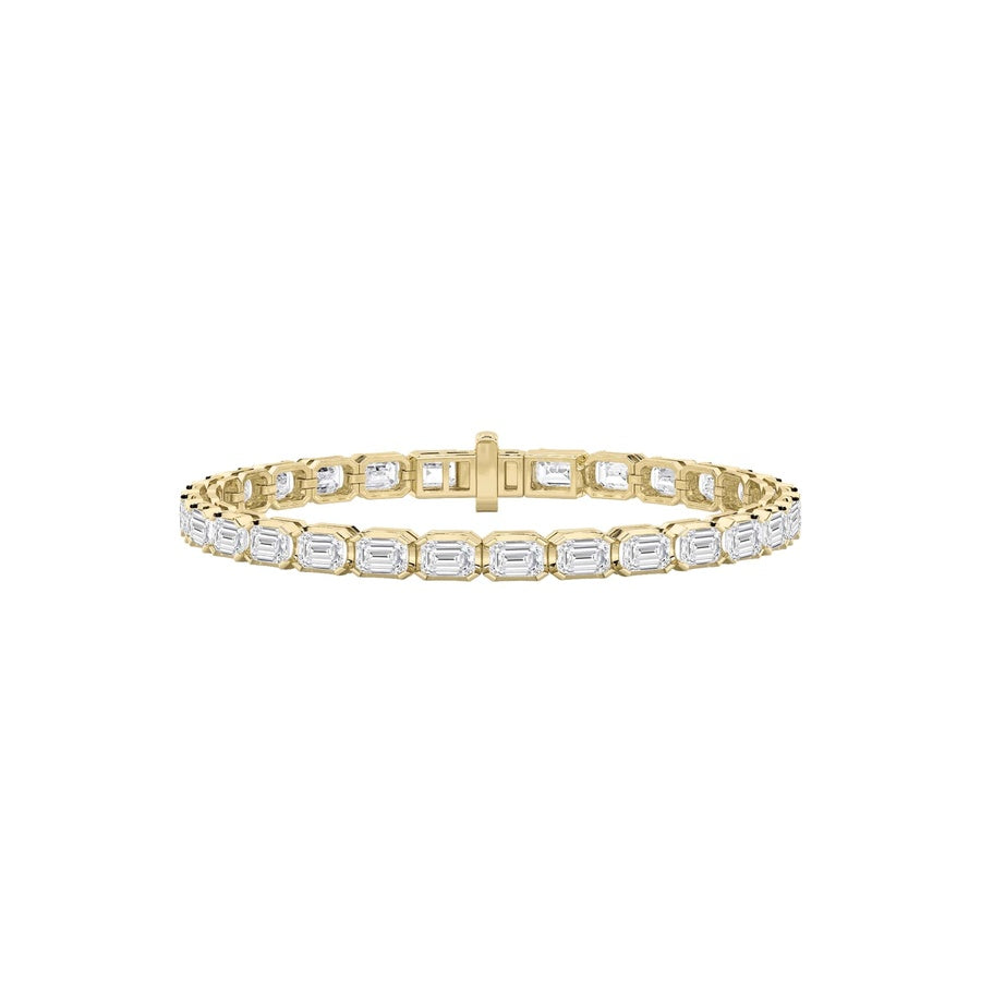 12CTW Emerald Shaped Lab Grown Diamond (F/VS) Tennis Bracelet in 14K Gold