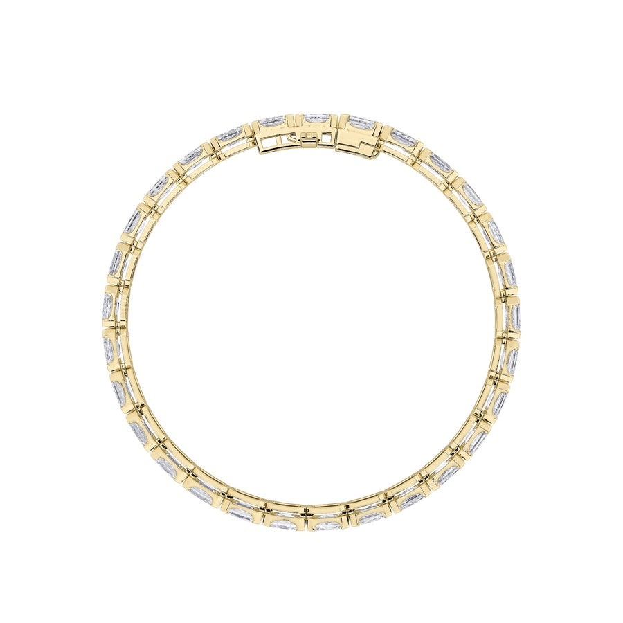 12CTW Emerald Shaped Lab Grown Diamond (F/VS) Tennis Bracelet in 14K Gold