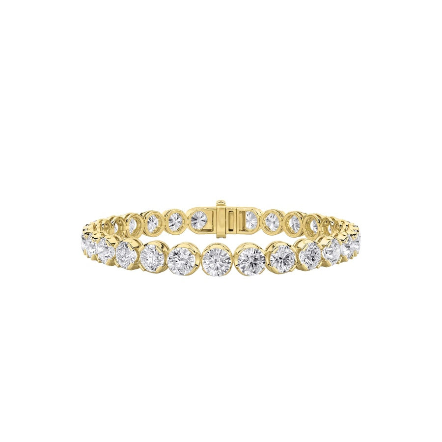 15CTW Round Shaped Lab Grown Diamond (F/VS) Bracelet in 14K Gold