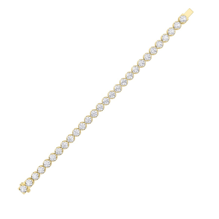 15CTW Round Shaped Lab Grown Diamond (F/VS) Bracelet in 14K Gold