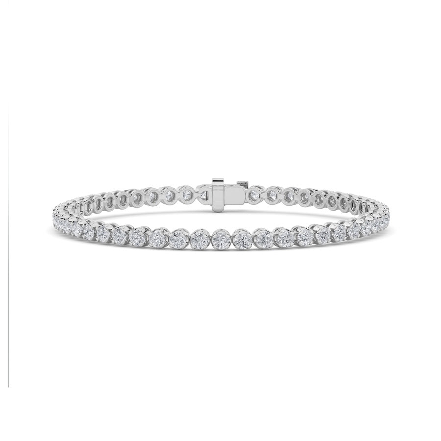 3CTW Round Shaped Lab Grown Diamond (F/VS) Tennis Bracelet in 14K Gold