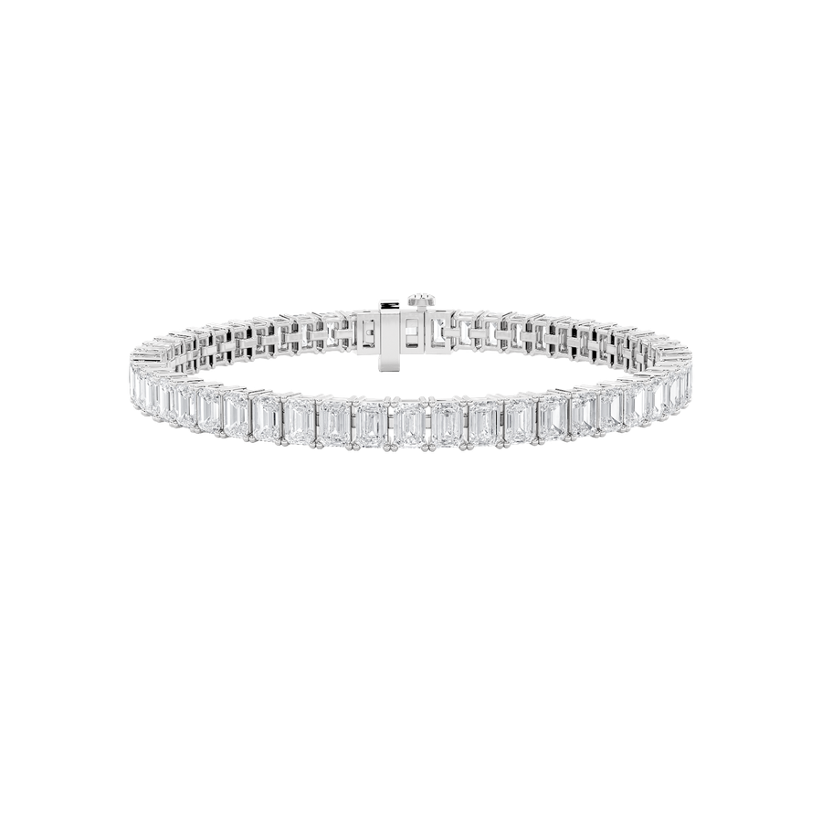 10CTW Emerald Shaped Lab Grown Diamond (F/VS) East West Line Bracelet in 14K Gold