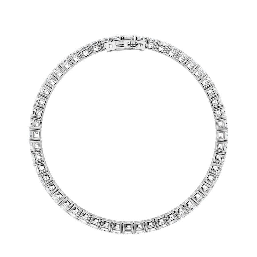 10CTW Emerald Shaped Lab Grown Diamond (F/VS) East West Line Bracelet in 14K Gold