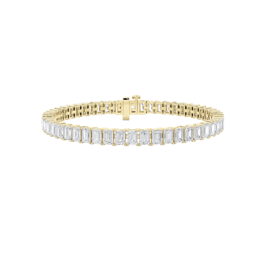 10CTW Emerald Shaped Lab Grown Diamond (F/VS) East West Line Bracelet in 14K Gold
