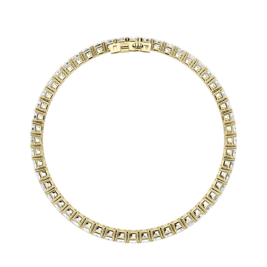 10CTW Emerald Shaped Lab Grown Diamond (F/VS) East West Line Bracelet in 14K Gold