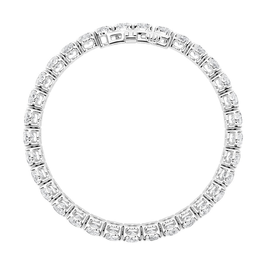 10CTW Oval Shaped Lab Grown Diamond (F/VS) East West Line Bracelet in 14K Gold