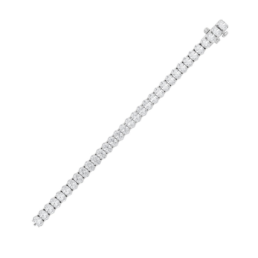 10CTW Oval Shaped Lab Grown Diamond (F/VS) East West Line Bracelet in 14K Gold