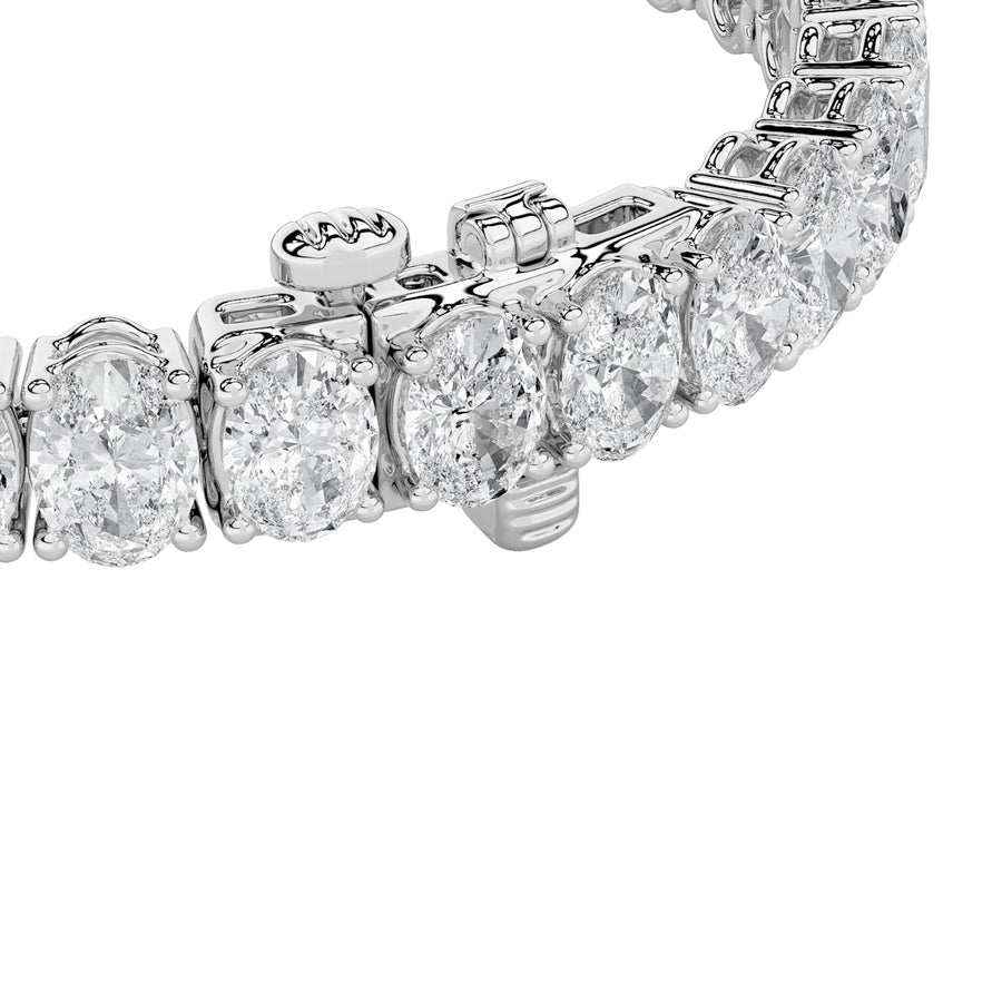 10CTW Oval Shaped Lab Grown Diamond (F/VS) East West Line Bracelet in 14K Gold