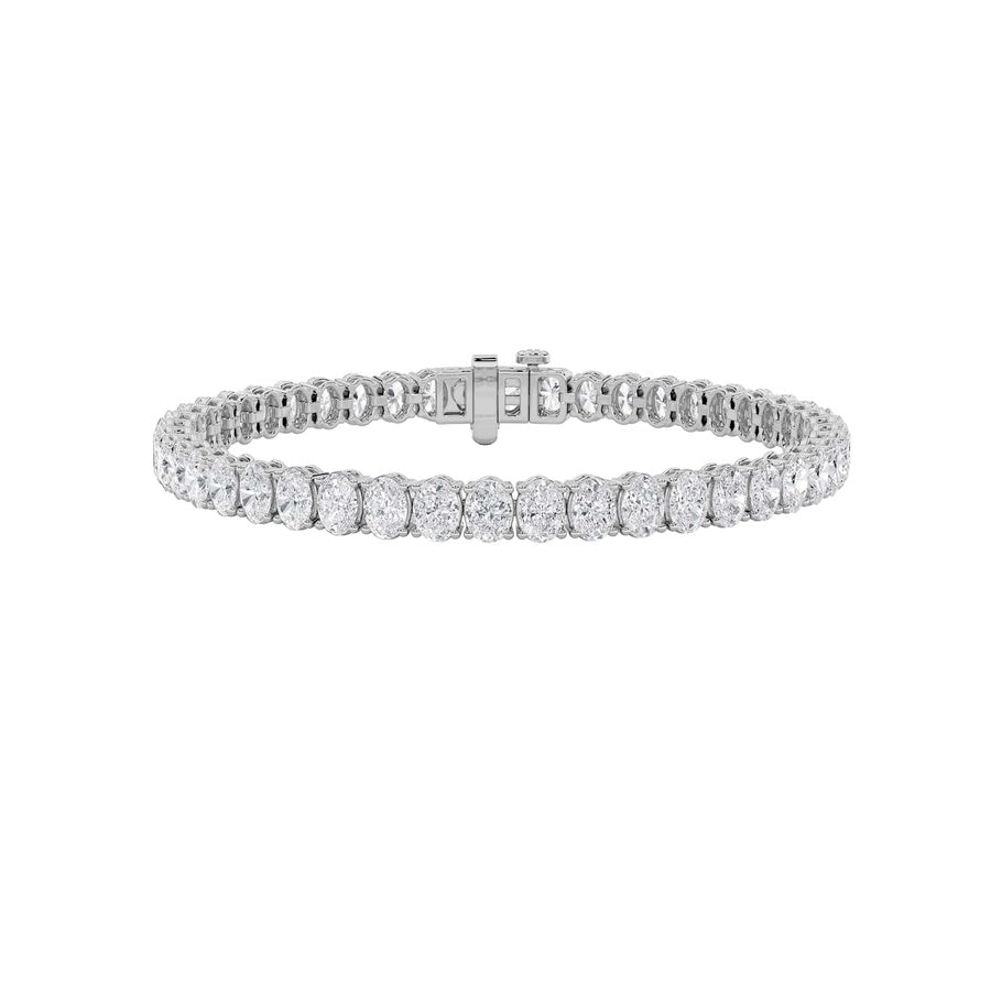 10CTW Oval Shaped Lab Grown Diamond (F/VS) East West Line Bracelet in 14K Gold