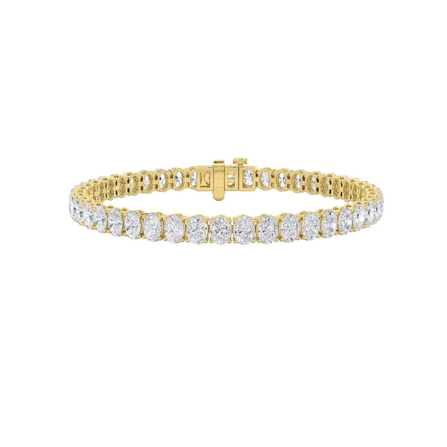 10CTW Oval Shaped Lab Grown Diamond (F/VS) East West Line Bracelet in 14K Gold