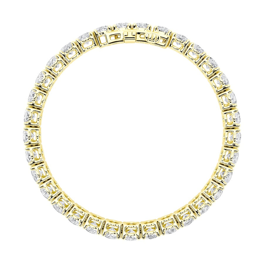 10CTW Oval Shaped Lab Grown Diamond (F/VS) East West Line Bracelet in 14K Gold