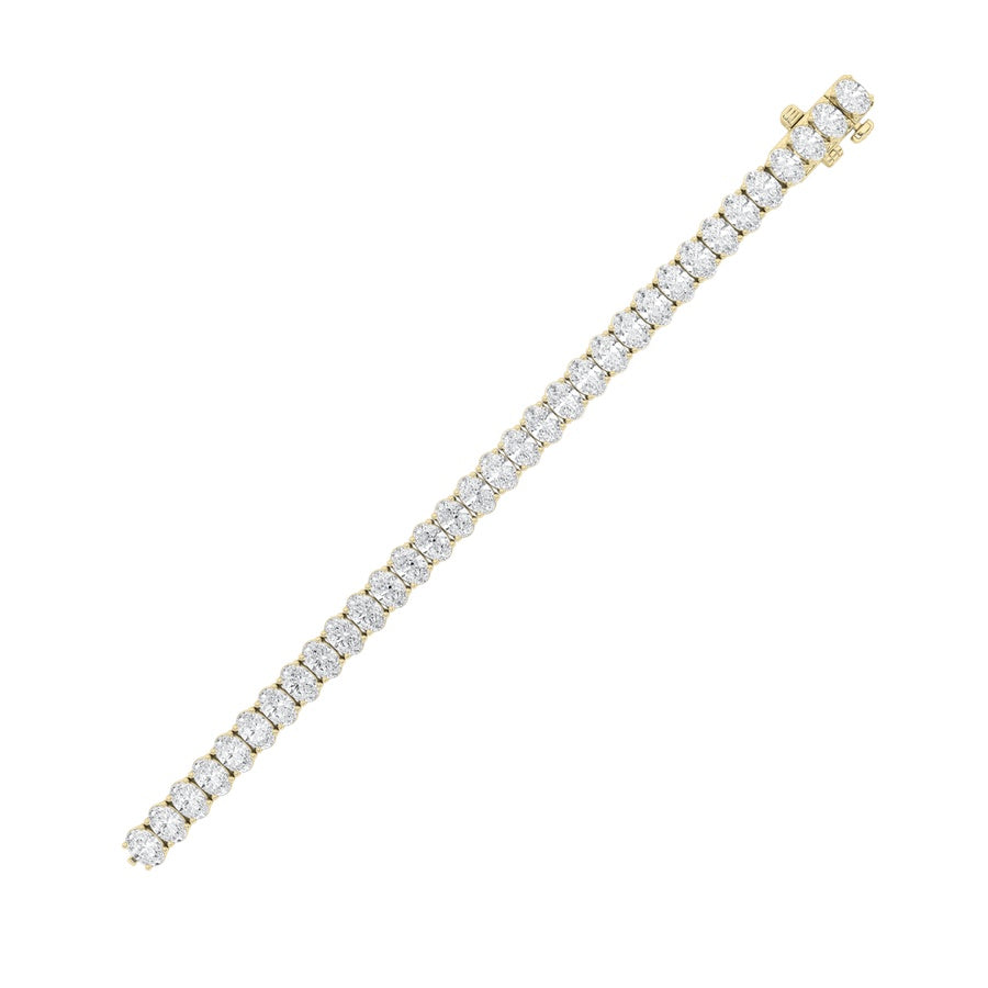 10CTW Oval Shaped Lab Grown Diamond (F/VS) East West Line Bracelet in 14K Gold