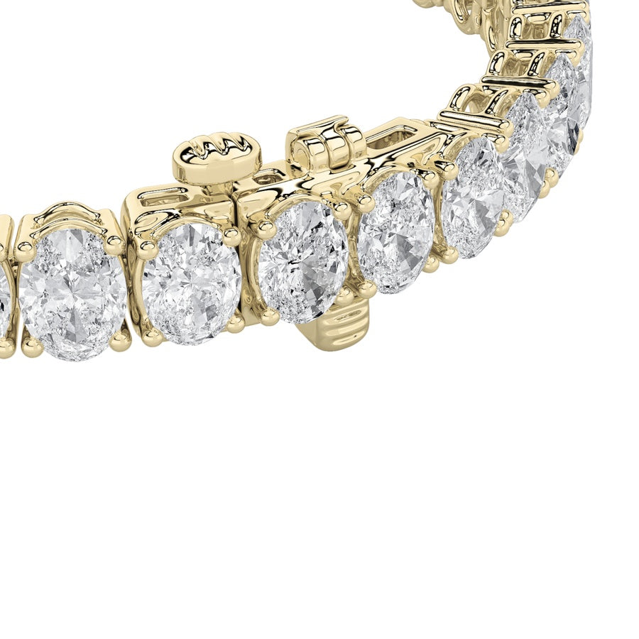 10CTW Oval Shaped Lab Grown Diamond (F/VS) East West Line Bracelet in 14K Gold
