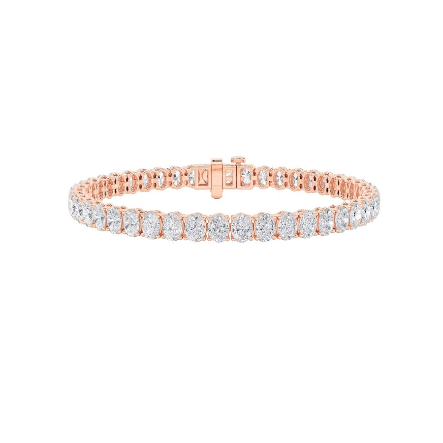10CTW Oval Shaped Lab Grown Diamond (F/VS) East West Line Bracelet in 14K Gold