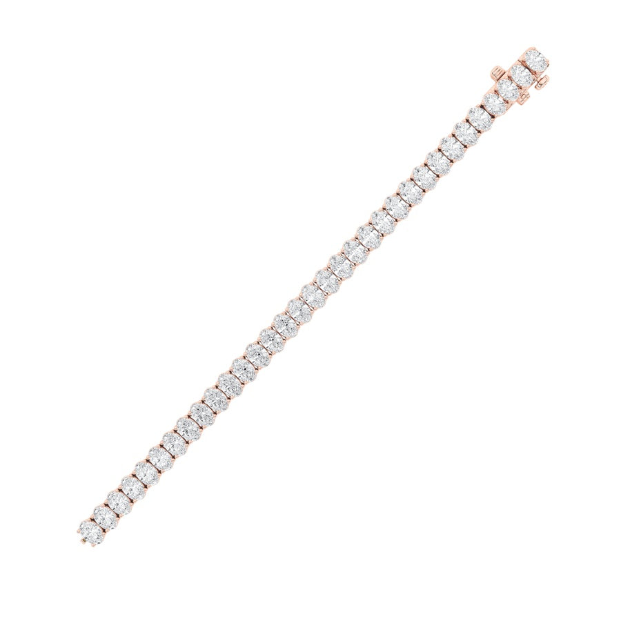 10CTW Oval Shaped Lab Grown Diamond (F/VS) East West Line Bracelet in 14K Gold
