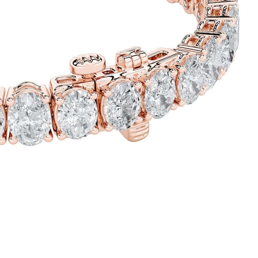10CTW Oval Shaped Lab Grown Diamond (F/VS) East West Line Bracelet in 14K Gold