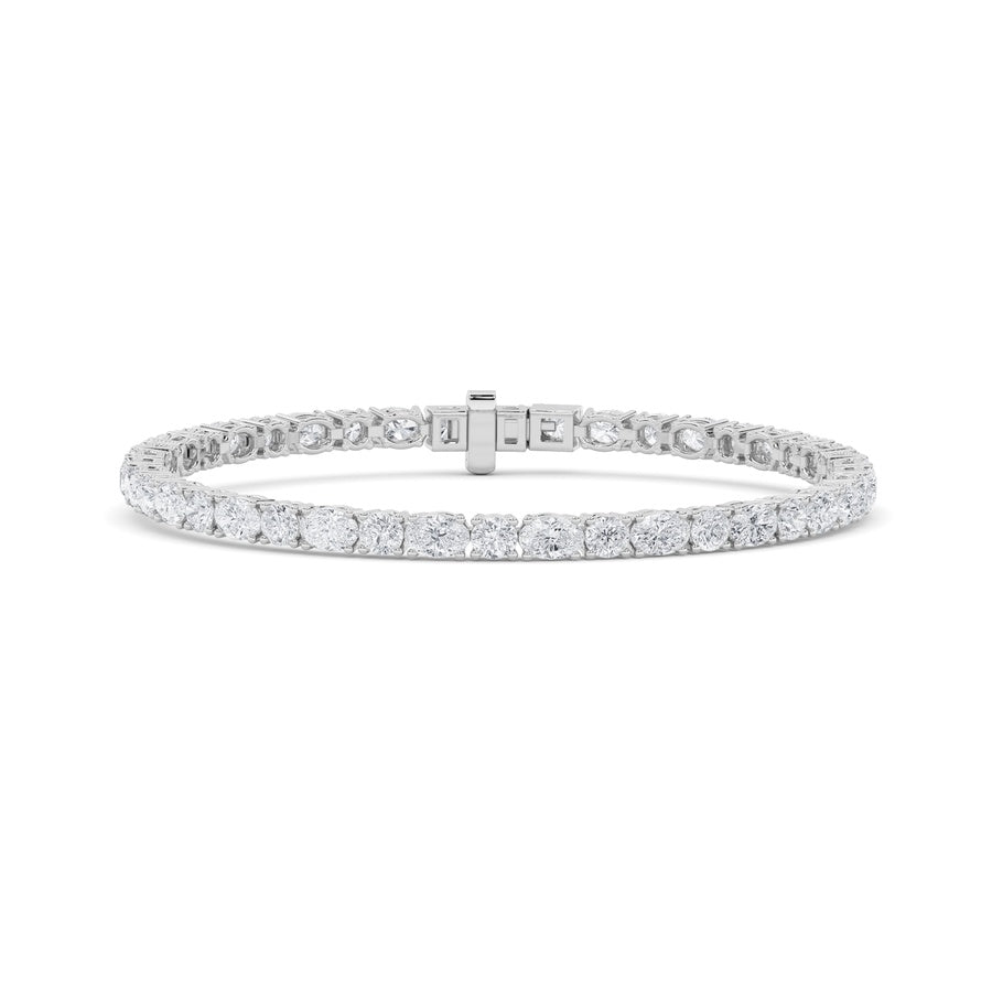7CTW Oval Shaped Lab Grown Diamond (F/VS) East West Bracelet in 14K Gold