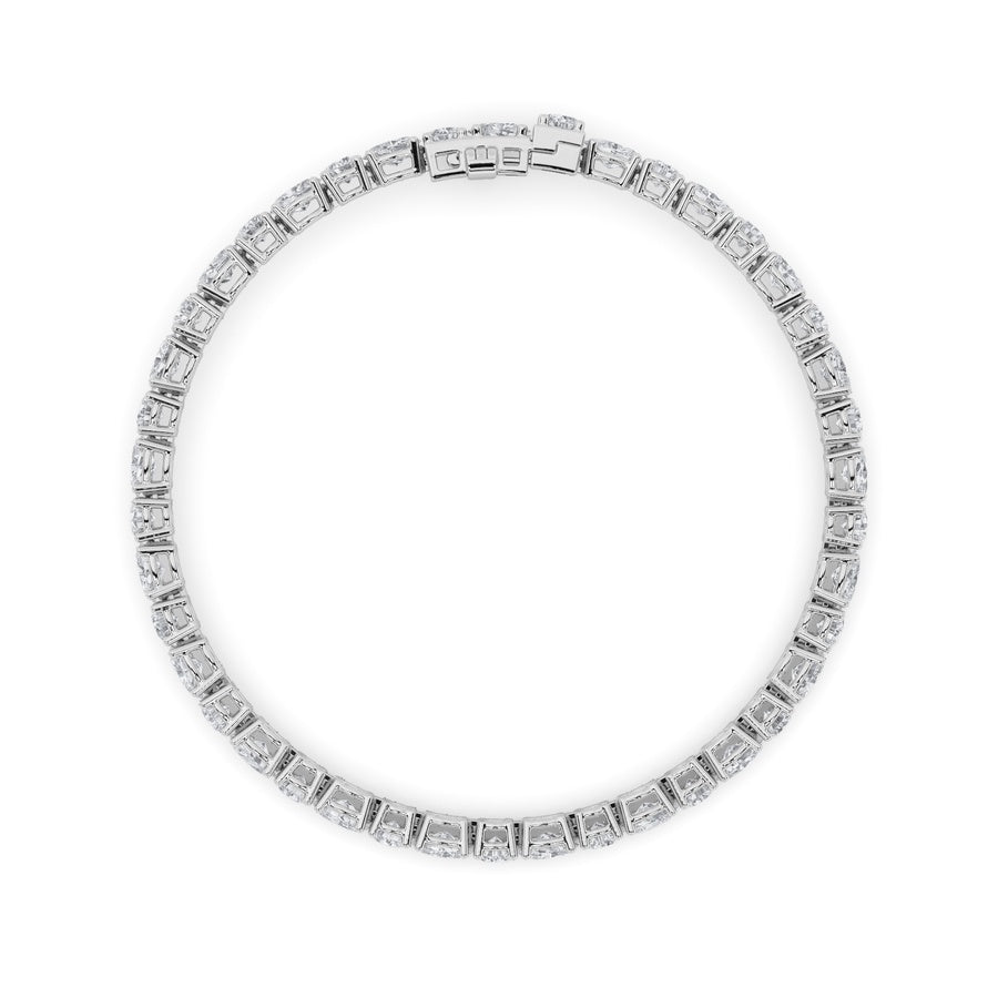 7CTW Oval Shaped Lab Grown Diamond (F/VS) East West Bracelet in 14K Gold