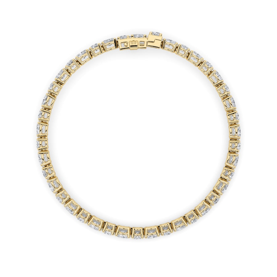 7CTW Oval Shaped Lab Grown Diamond (F/VS) East West Bracelet in 14K Gold