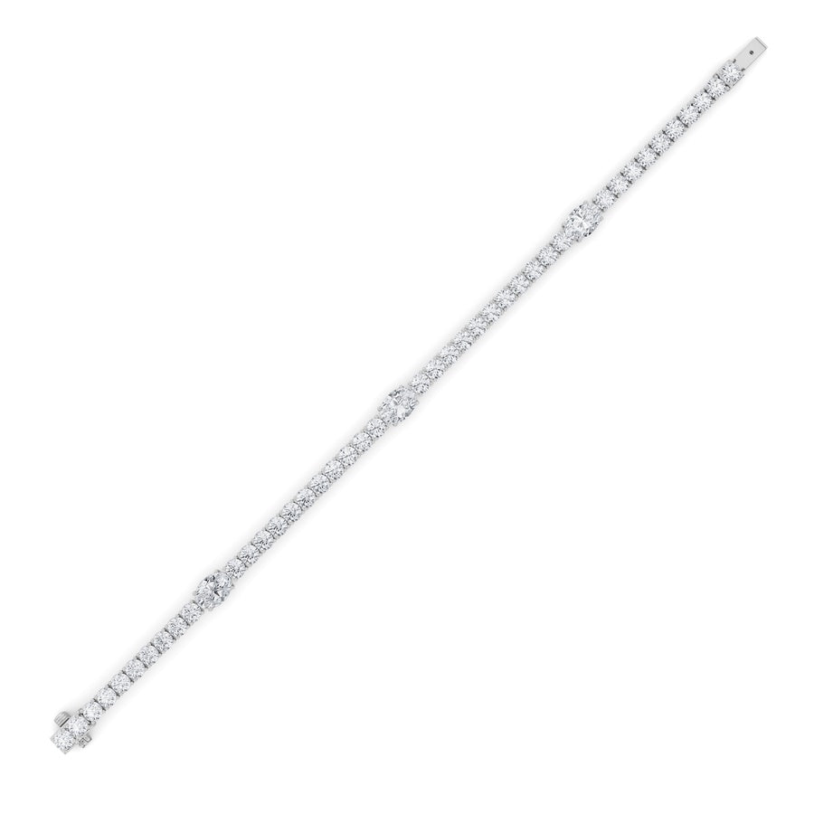 10CTW Oval Shaped Lab Grown Diamond (F/VS) East West Station Bracelet in 14K Gold