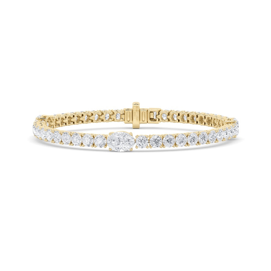 10CTW Oval Shaped Lab Grown Diamond (F/VS) East West Station Bracelet in 14K Gold