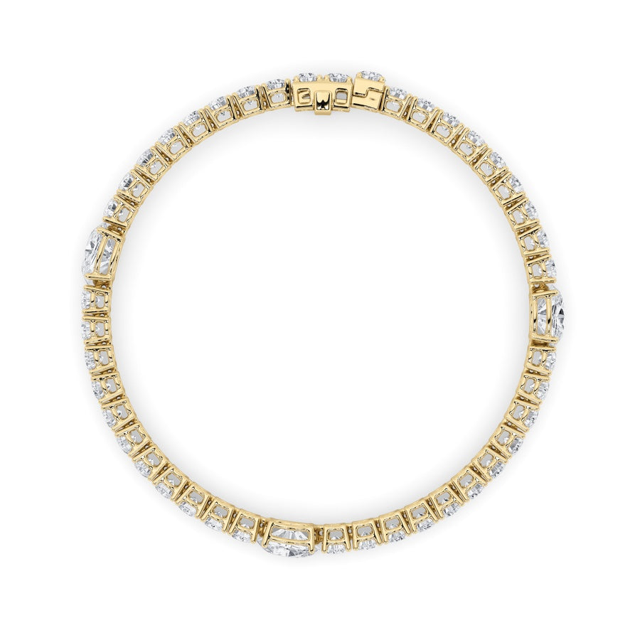 10CTW Oval Shaped Lab Grown Diamond (F/VS) East West Station Bracelet in 14K Gold