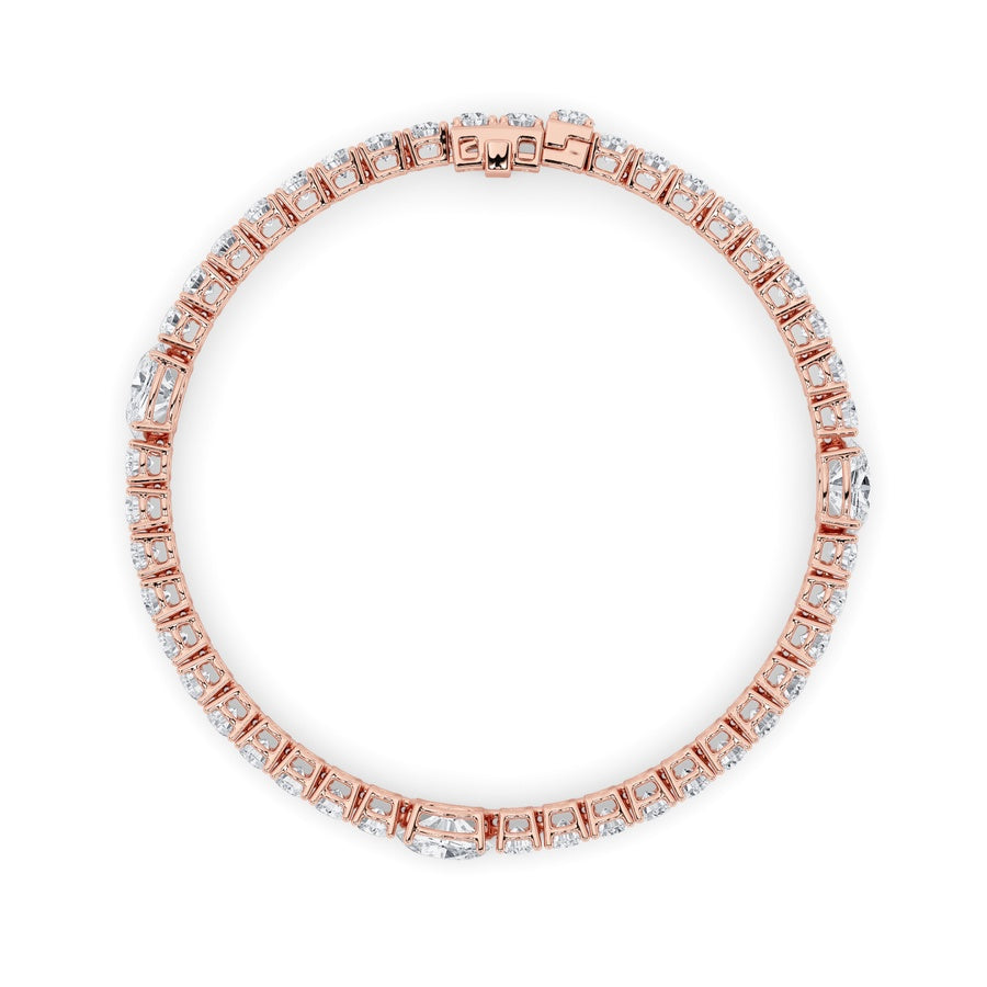 10CTW Oval Shaped Lab Grown Diamond (F/VS) East West Station Bracelet in 14K Gold