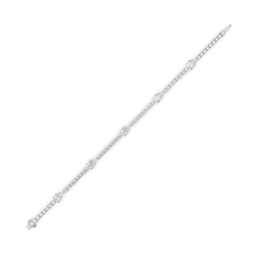 6CTW Pear Shaped Lab Grown Diamond (F/VS) East West Station Bracelet in 14K Gold
