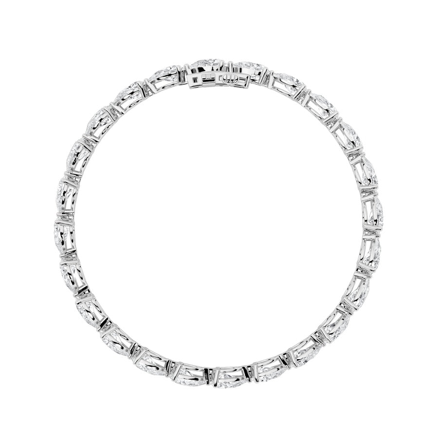 10CTW Pear Shaped Lab Grown Diamond (F/VS) Fancy Line Bracelet in 14K Gold