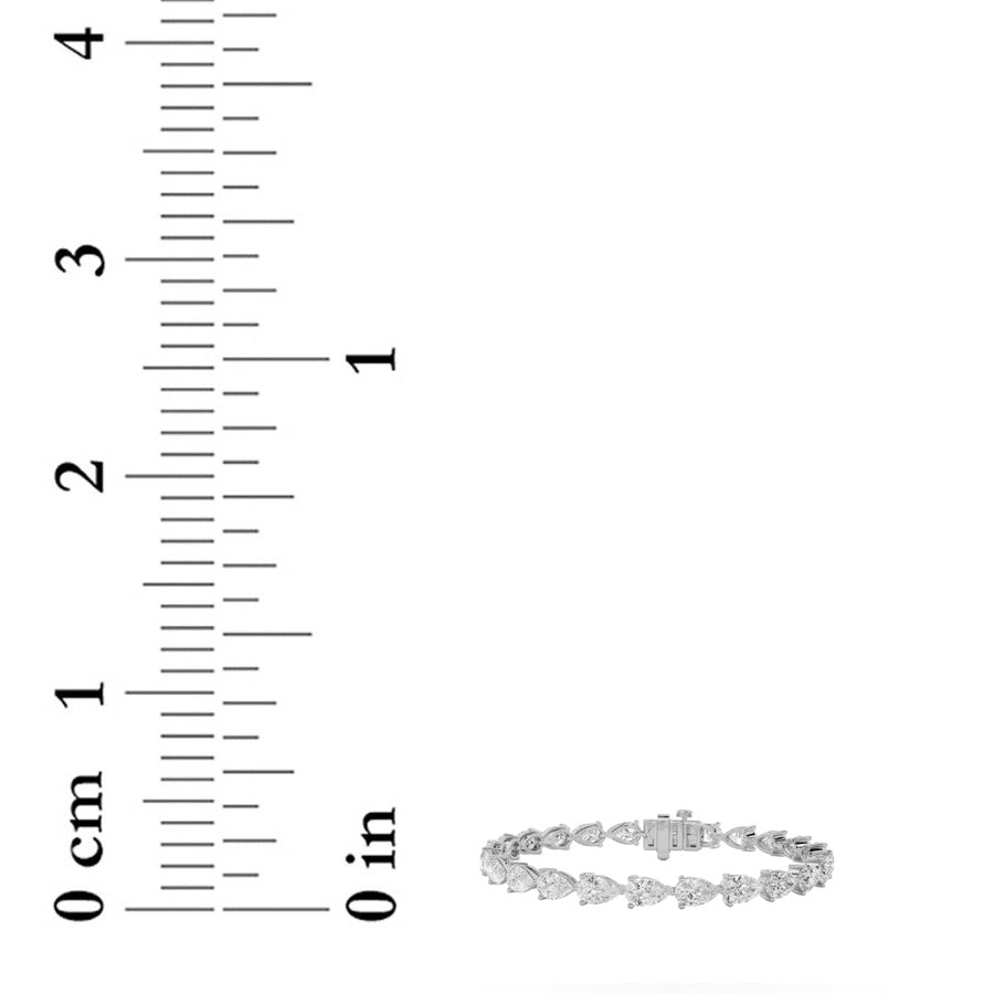10CTW Pear Shaped Lab Grown Diamond (F/VS) Fancy Line Bracelet in 14K Gold