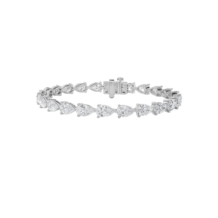 12CTW Pear Shaped Lab Grown Diamond (F/VS) Fancy Line Bracelet in 14K Gold